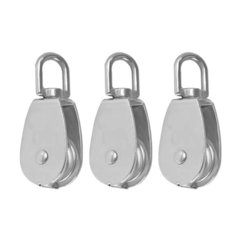 3pcs M15 Lifting Tool Swivel Sheave Pulley Block Hanging Wire Towing Wheel 
