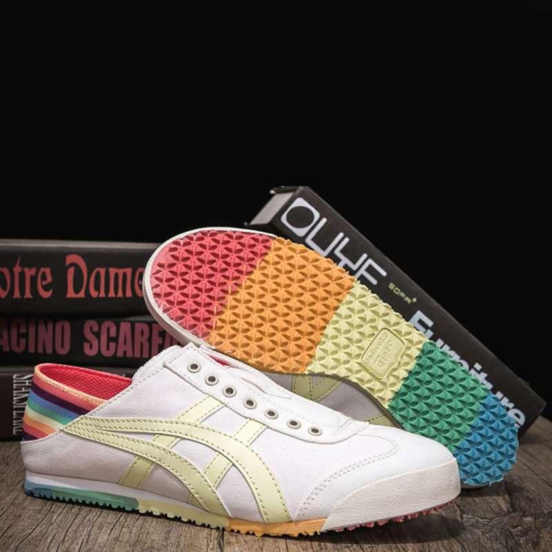 onitsuka tiger rainbow canvas slip on shoes woman rainbow