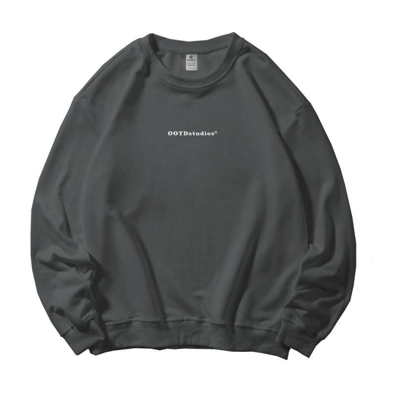 Promo Ootdsupply Crewneck Ootd Studios Dark Grey Sweater Pria