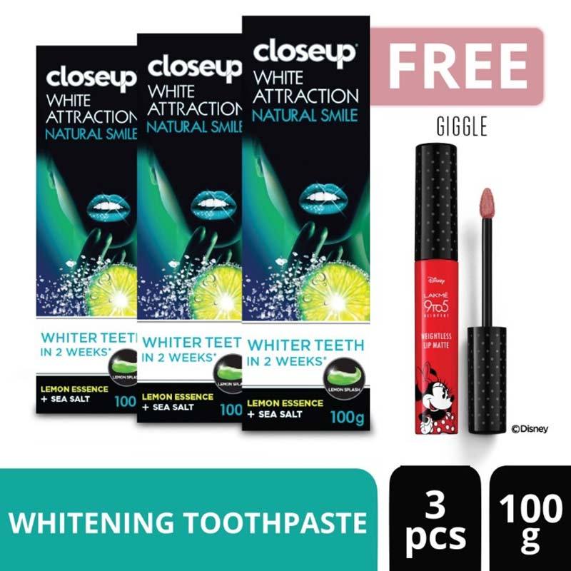 Jual Surabaya Close Up White Attraction Natural Smile Pasta Gigi 100 G 3 Pcs Free Lakme 9to5 Minie Mouse Lip Matte Online November 2020 Blibli Com