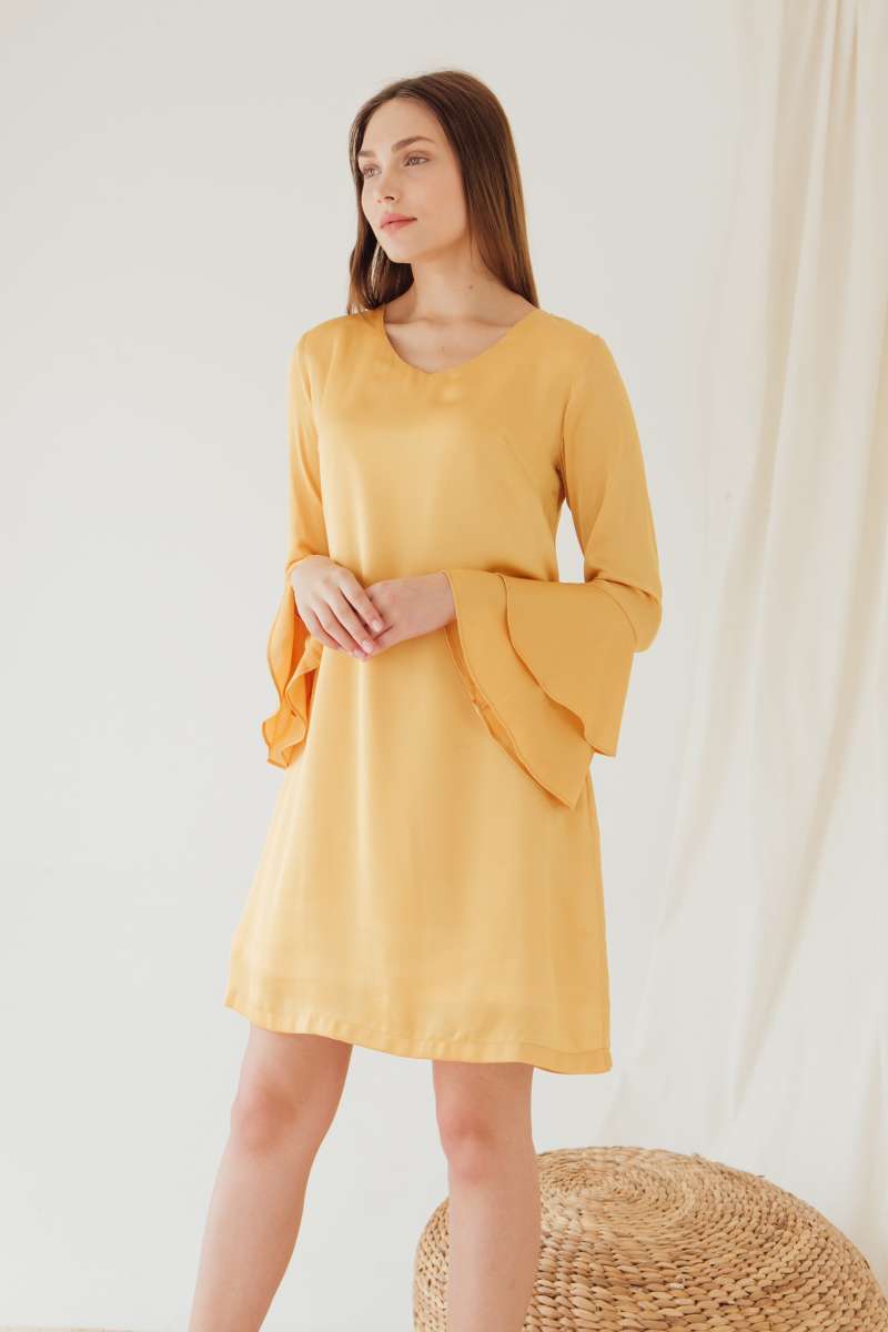 white orange dress