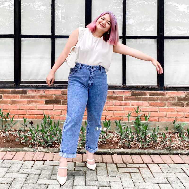 Promo Jiniso Jumbo Highwaist Boyfriend Real Curvy Jeans Diskon