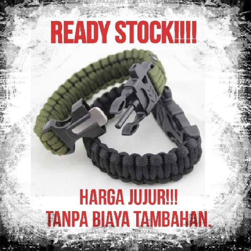 Jual Paracord Survival Kit Bracelet With Magnesium Flint Fire