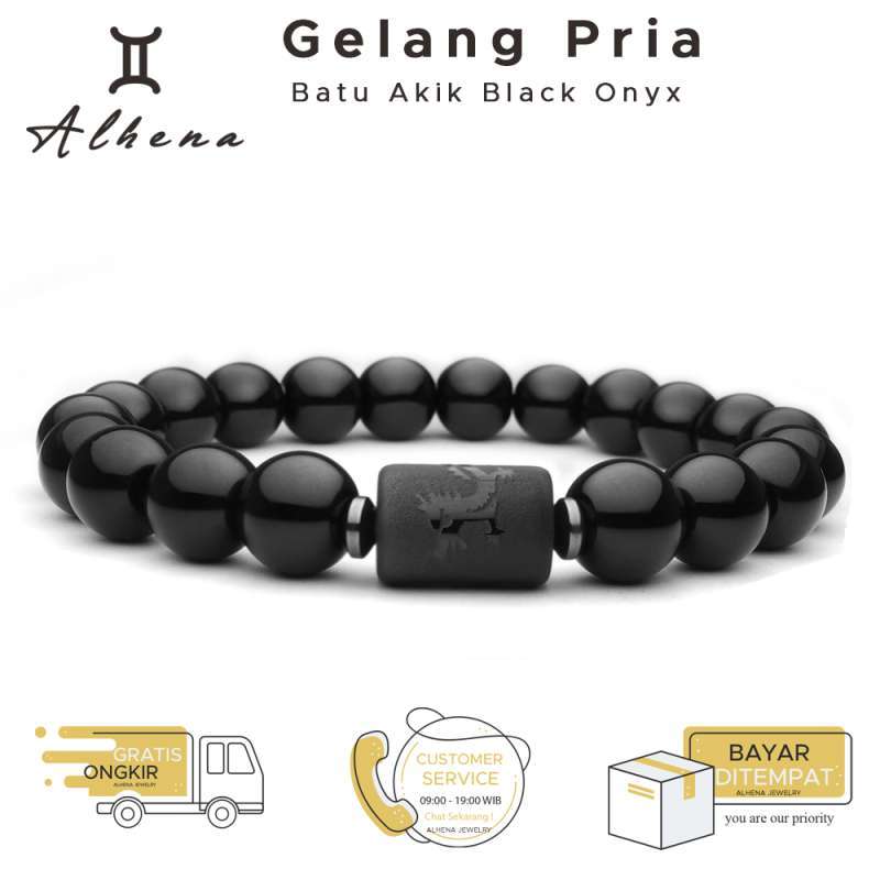 Promo Alhena Gelang Tangan Pria Keren Hitam Black Onyx Tibet Batu Akik Natural Stone Naga Dragon Charm Murah Alami Tali Karet Elastis Di Seller Alhena Jewelry Kota Bekasi Jawa Barat Blibli