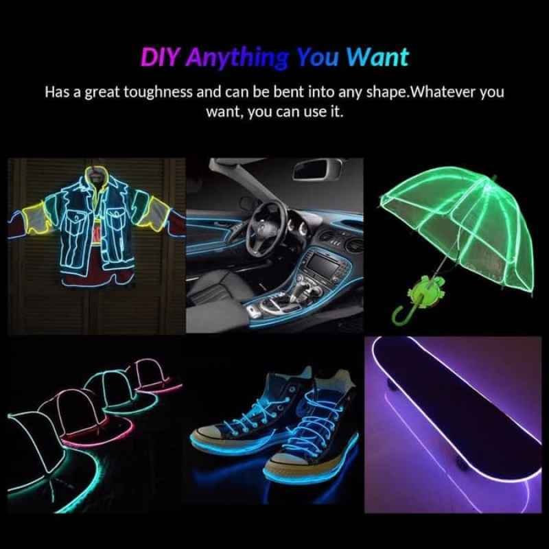 Jual Lampu El Wire Flexible Ccfl Neon Led Strip Garis 5 Meter 2 Konektor Online Januari 2021 Blibli