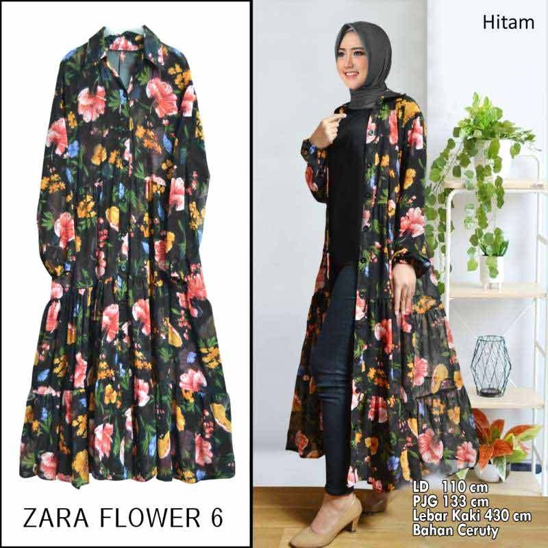 Jual Zara Flower Outer Gamis Ceruty Long Outer Floral Pattern Luaran Panjang Motif Bunga Online April 2021 Blibli