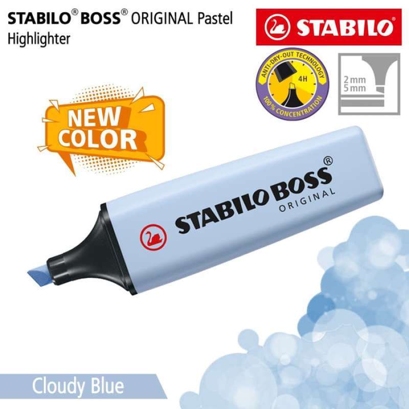 STABILO BOSS PASTEL Cloudy Blue Highlighter Warna Biru Langit