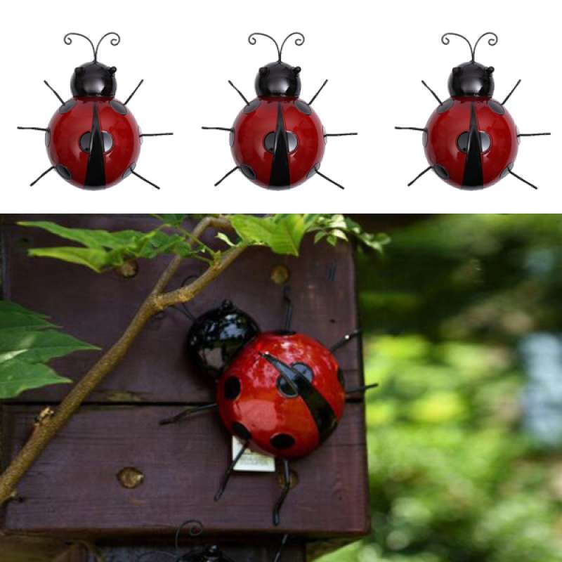 Jual Set Of 3 Red Metal Garden Wall Art Decorative Cute Ladybugs Outdoor Wall Sculptures 10cm Online November 2020 Blibli Com