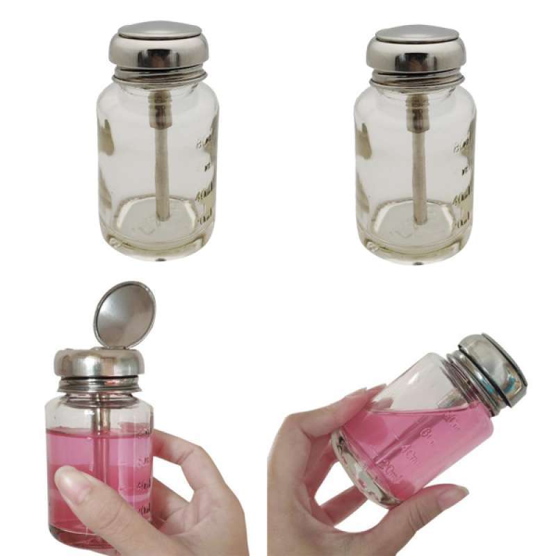 Jual Oem Empty One Touch Clear Glass Pump Dispenser Bottles With Flip Top Cap For Storing Alcohol Nail Polish Remover Or Makeup Remover 2 Pcs 80 Ml Online November 2020 Blibli Com