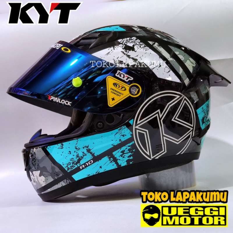 Promo Helm Full Face Kyt R10 Paket Ganteng M Seri3 Blue Diskon
