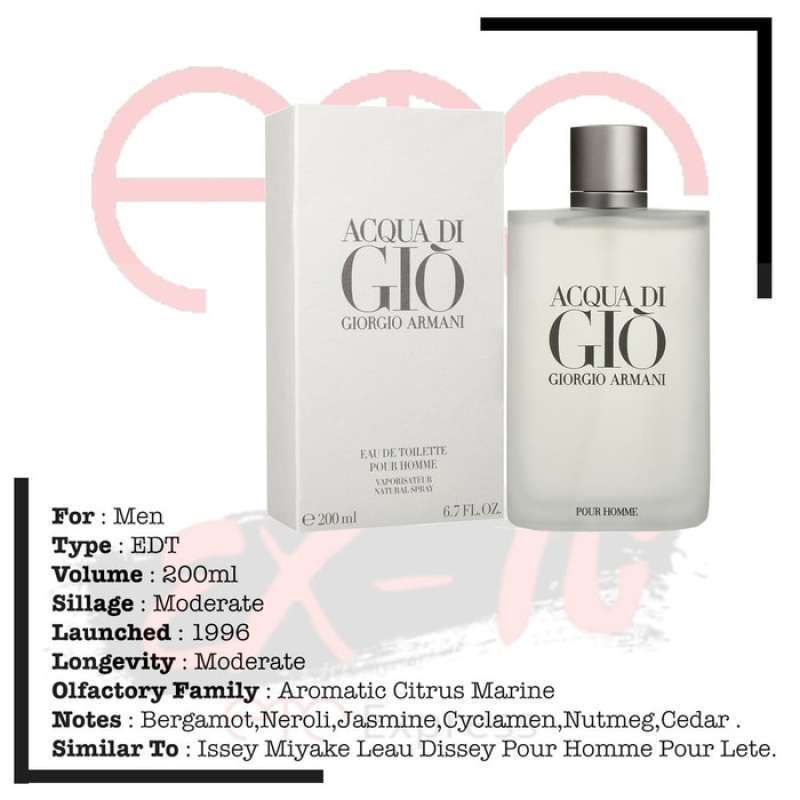 Jual Giorgio Armani Acqua Di Gio For Men Edt Parfum Pria 200 Ml Online November 2020 Blibli Com