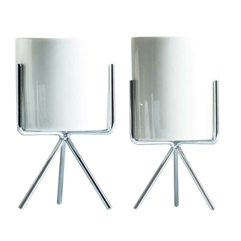 Jual 2pcs Mini Plant Display Stands Flower Pot Coffee Shop Table Silver M And L Online Oktober 2020 Blibli Com