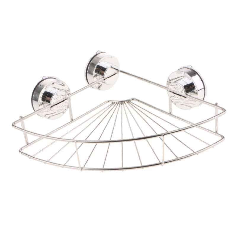 Corner Shower Caddy Suction Cup Stainless Steel Basket Bathroom Storage 