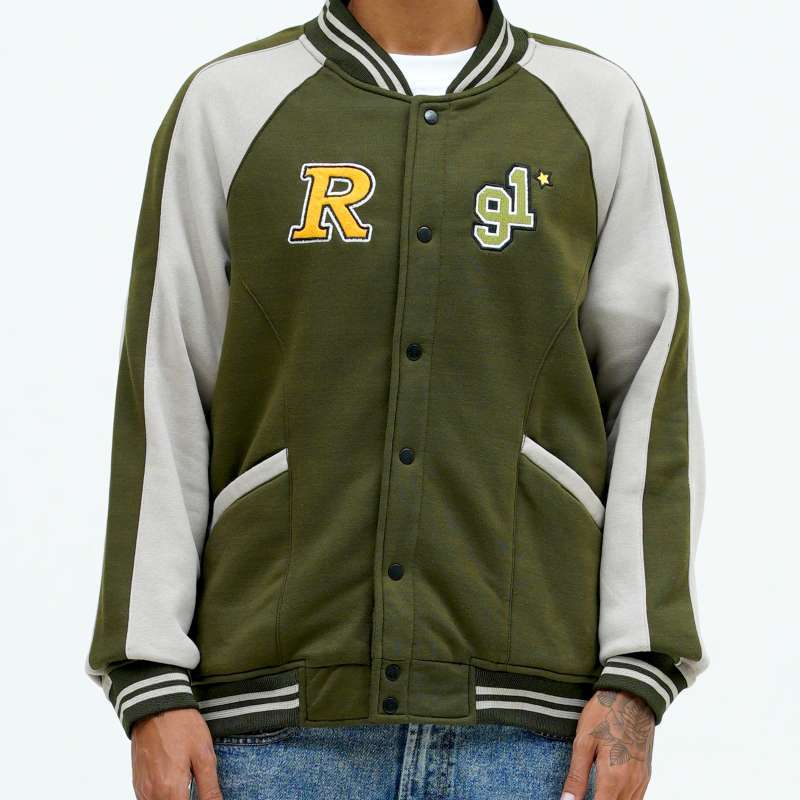 Scotch And Soda Green Varsity Jacket Roughneck VB027 Army