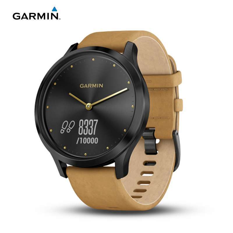 Garmin Vivomove HR Premium Onyx Black with Tan Suede Original Garansi 2 Tahun TAM