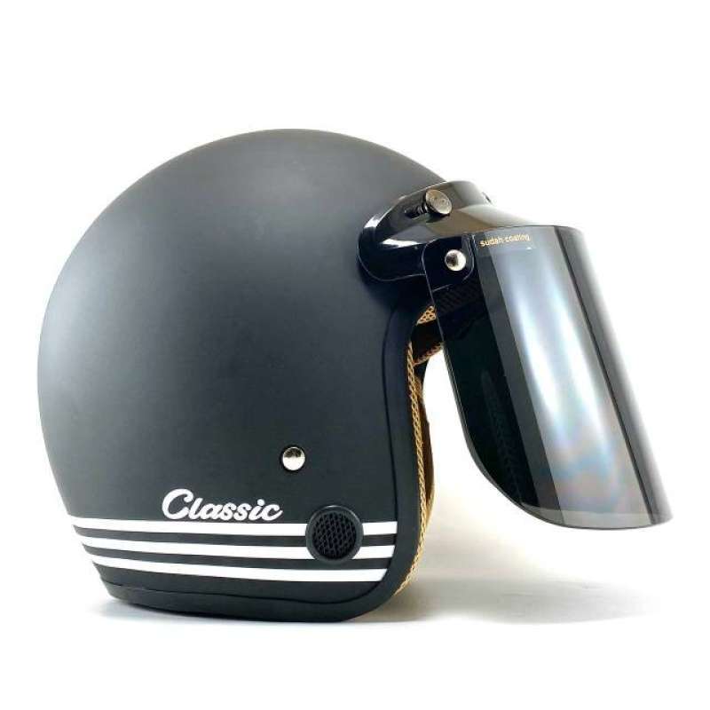 Jual Helm Bogo Classic Black Doff List Putih Kaca Datar Retro Sni Dewasa Online Februari 2021 Blibli