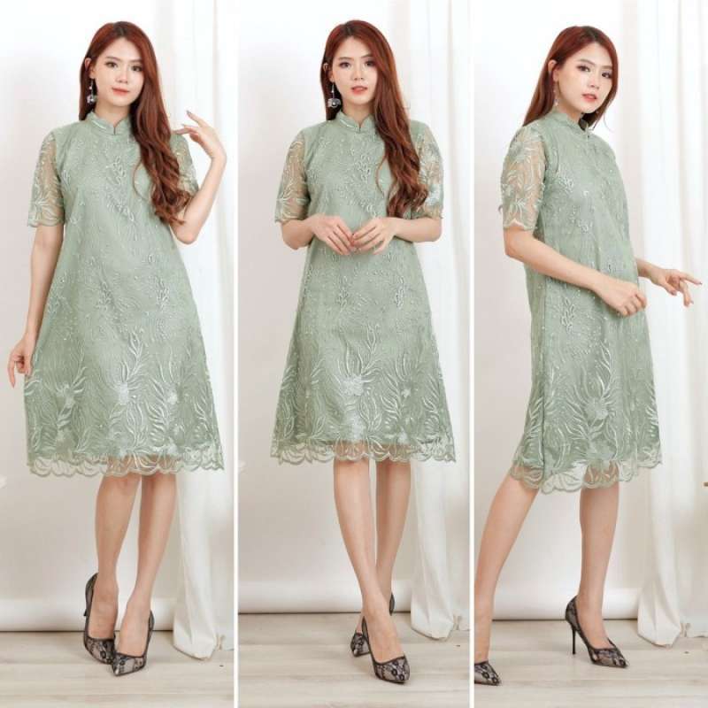 Promo Dress Cheongsam Brukat Brokat Shanghai Glitter Premium Imlek
