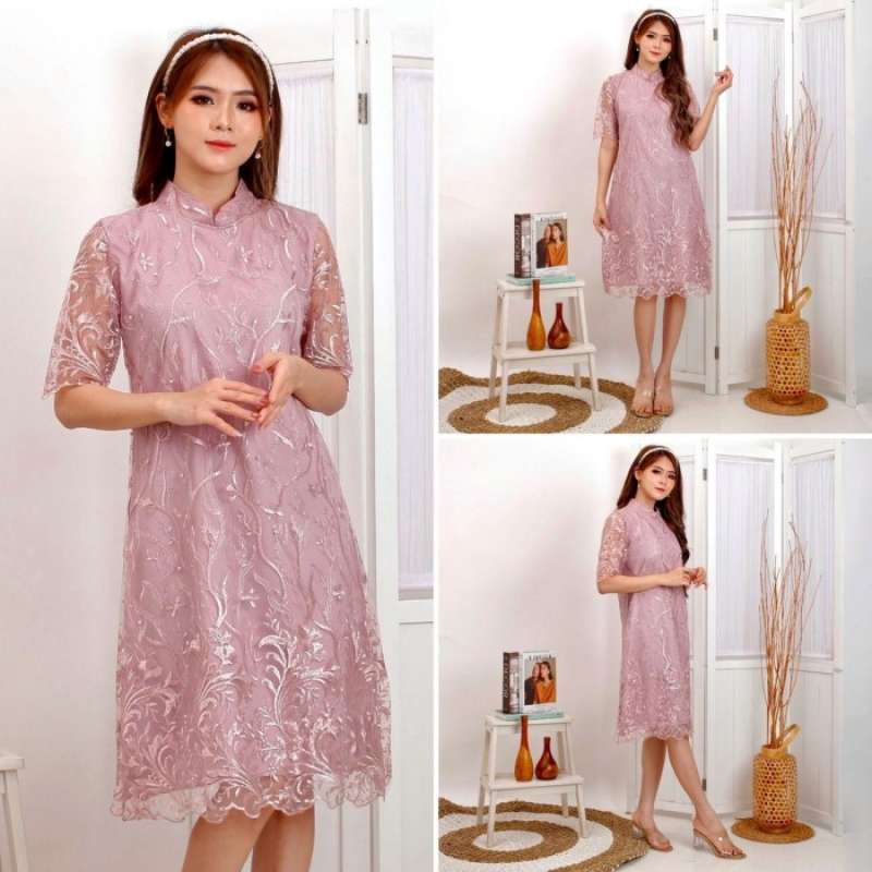 Dress cheongsam brokat cheap