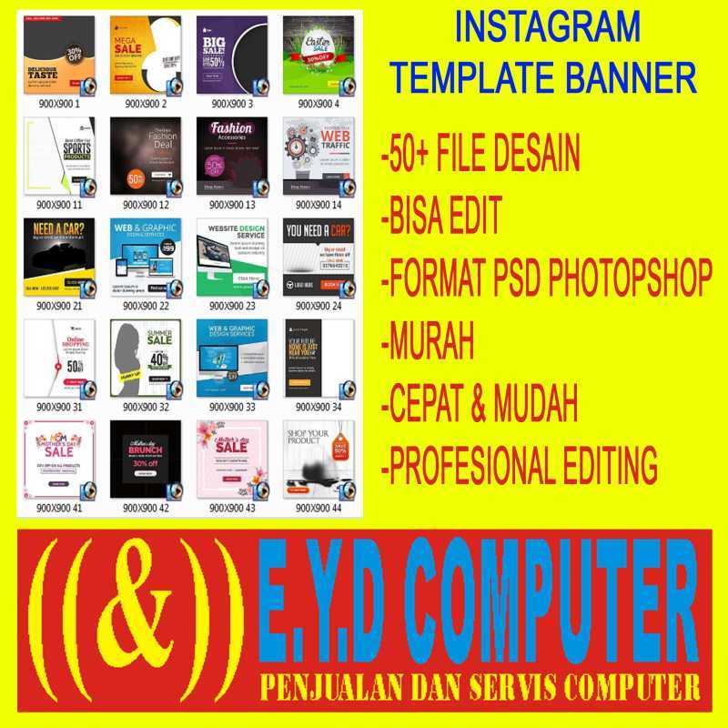 Jual Desain 50 Template Instagram Banner Olshop Bisnis Editing Photoshop Murah Mei 2021 Blibli