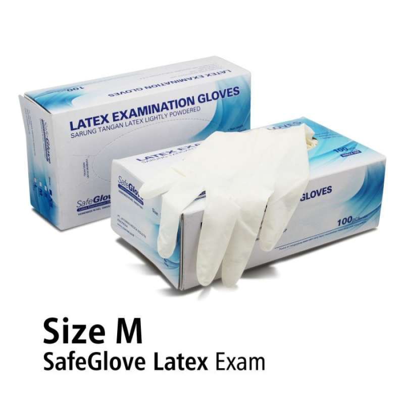 ONEMED SafeGlove Size M LATEX EXAMINATION GLOVE Sarung Tangan Medis  Box isi 100 pcs BERKUALITAS