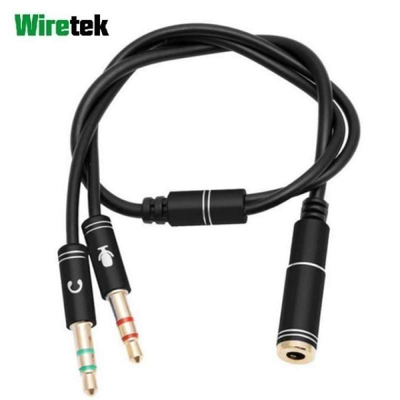 Jual Kabel Audio Splitter Female To 2x Audio Male Mic And