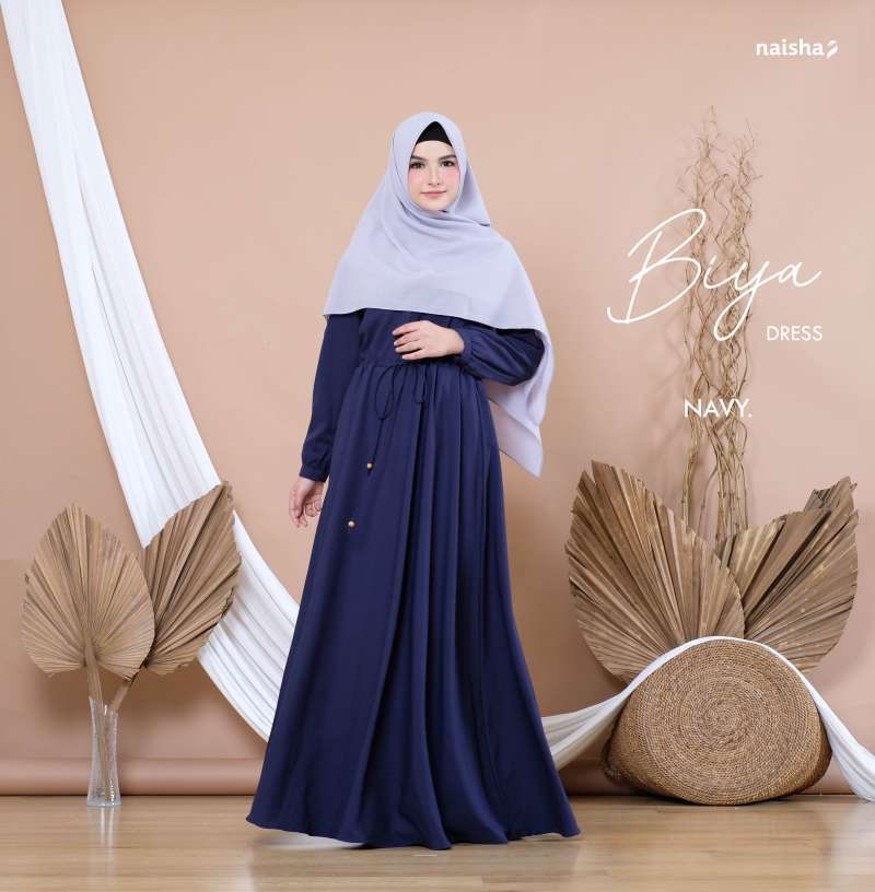 Jual Gamis Syari Biya Busui Wudhu Friendly Original Naisha S M L Xl Biru Tua Navy Navi Murah Juni 2021 Blibli