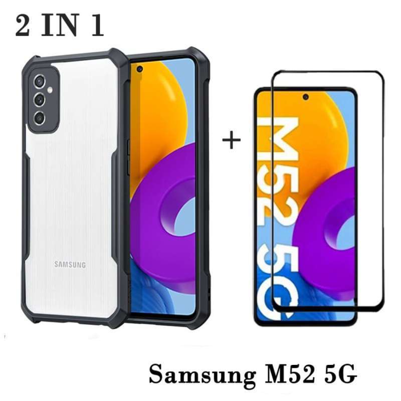 Promo Paket 2in1 Case Transparan Samsung M51 M52 Free Tempered Glass Layar