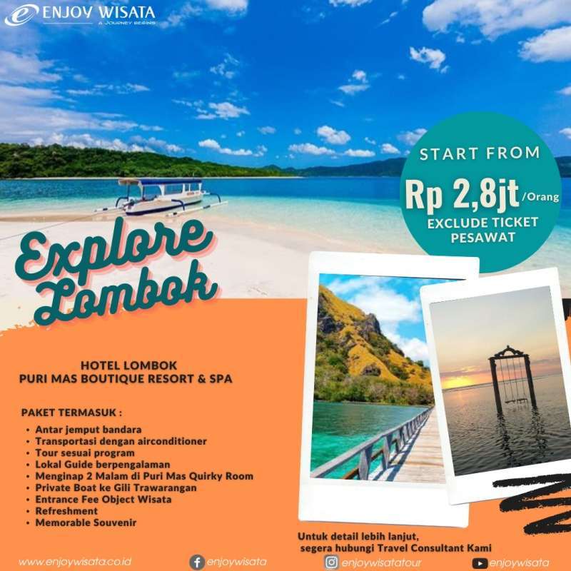 Jual Paket Trip Explore Lombok - Join In Tour Full Payment Resort (Sea View) - - Di Seller Enjoy Wisata - Kota Jakarta Barat, Dki Jakarta | Blibli