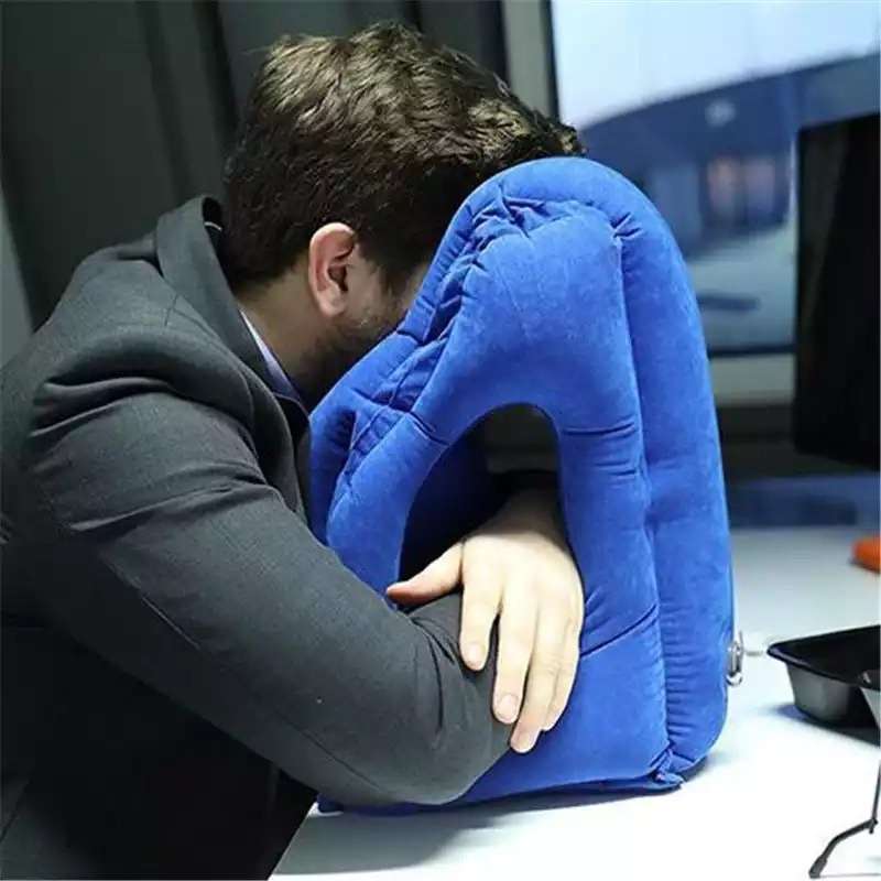 Inflatable Air Cushion Neck Support Pillow Travel Camping Nap Bantal