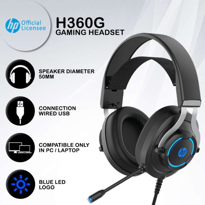 Promo Headset Gaming HP H360G Blue LED USB Wired Diskon 50 di