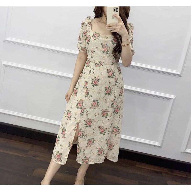 Jual BITNA KOREAN STYLE CASUAL LOOK FLORAL VINTAGE MIDI DRESS