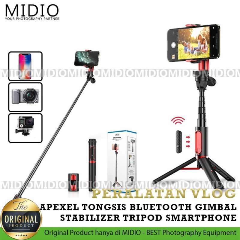 Jual Apexel Tongsis Bluetooth Gimbal Stabilizer Tripod Smartphone Online Januari 2021 Blibli