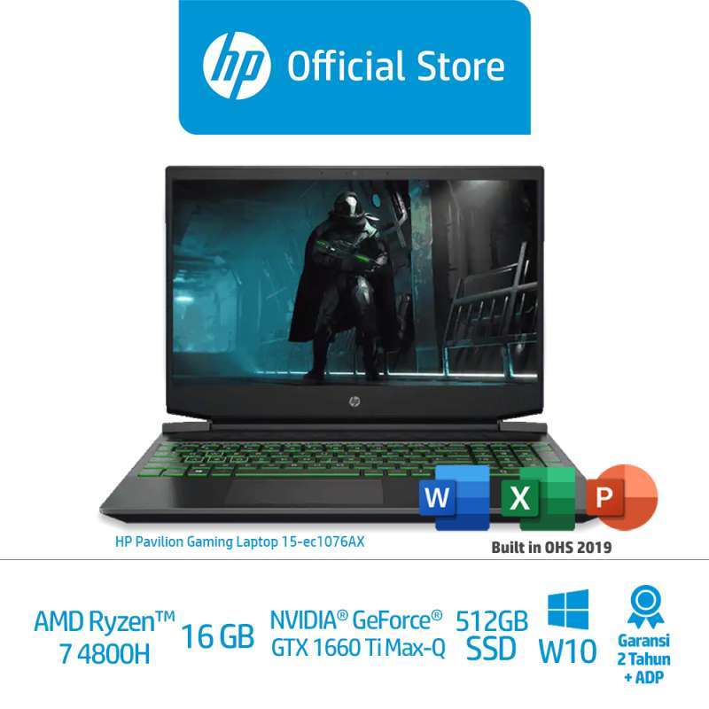 Jual Hp Pavilion Gaming 15 Ec1076ax Black Laptop Gaming 22g93pa 15 Amd Ryzen 7 16gb Nvidiagtx1650 512gb Ssd W10 Online Desember 2020 Blibli