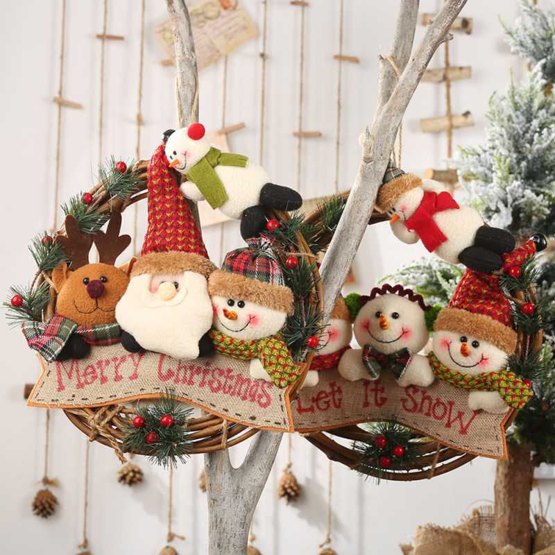 Promo Bluelans Rattan Garland Santa Snowman Doll Door Window Hanging Ornament Christmas Decor di Seller Bluelans - China | Blibli