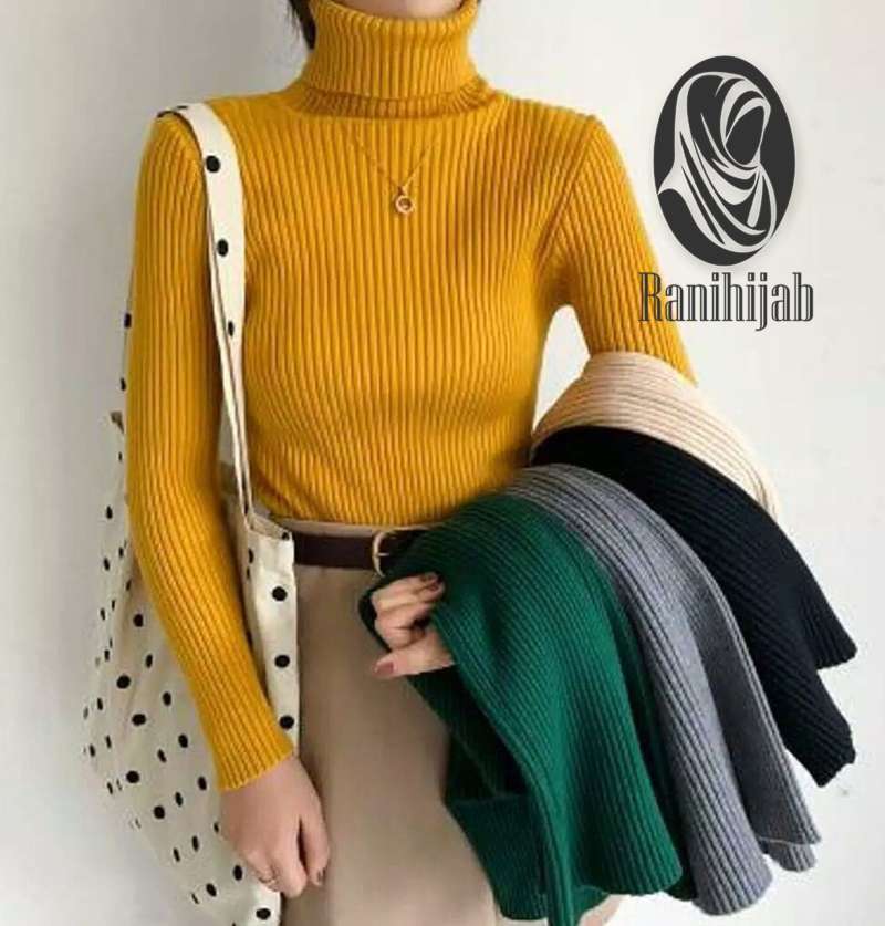 Baju rajut turtleneck wanita sweater rajut cewek switer rajut turtle neck cewek kerah tinggi