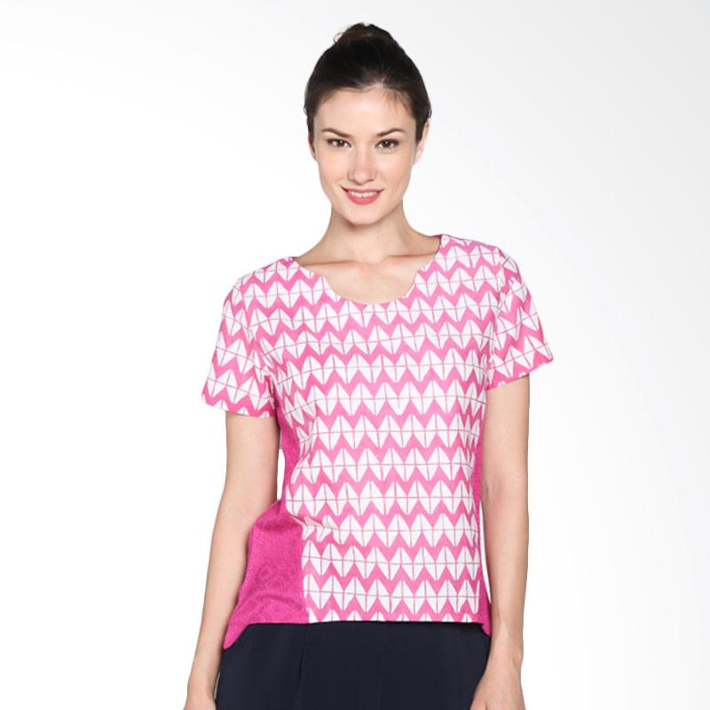 Blossom Geometric Acute Batik Blouse - Pink