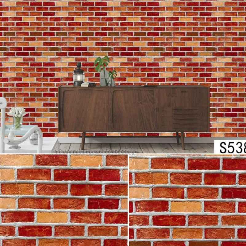 Jual Wallpaper Sticker Dinding Murah Dekor Kamar Motif Batu Bata Merah Minimalis 10 M X 45 Cm Terbaru Juni 2021 Blibli