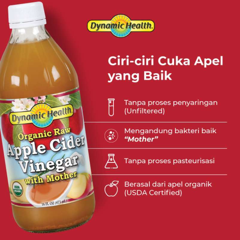 Promo Dynamic Health Apple Cider Vinegar 16 oz (473ml) di ...