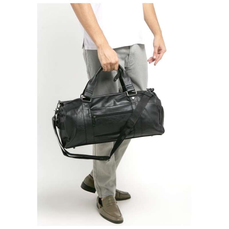 Distressed Leather Carryall Duffel Bag 