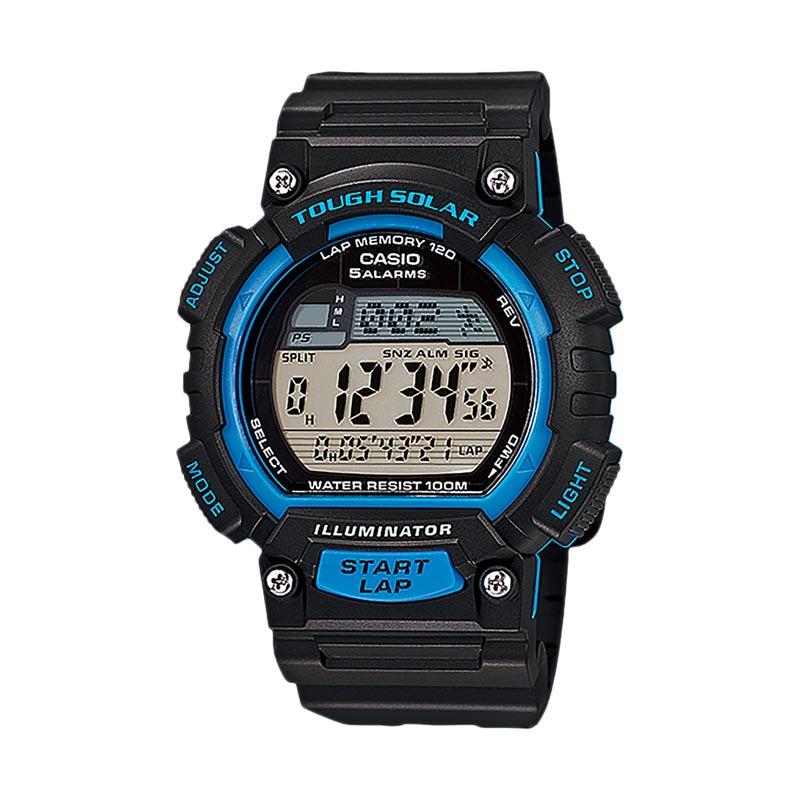 CASIO Solar Powered WR 10ATM Resin Band Jam Tangan Pria Black Blue  [STL-S100H-2AVDF]