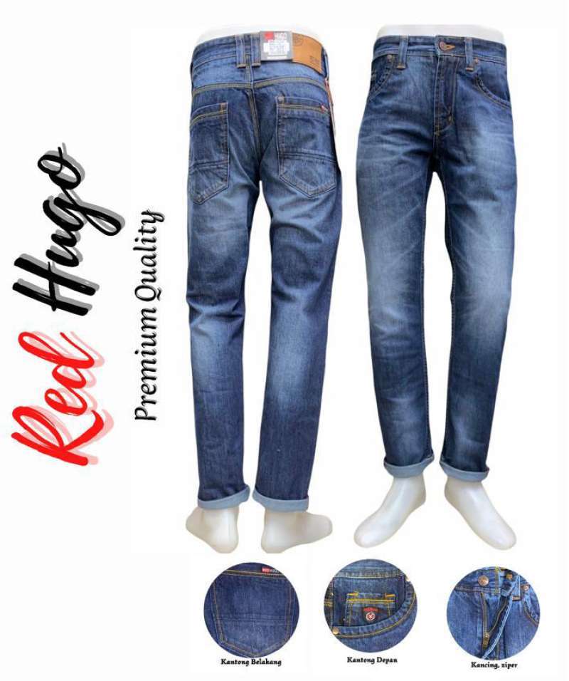 Jual CELANA JEANS HUGO BOSS ORIGINAL CELAN AJEANS RED HUGO