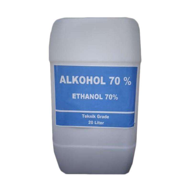 Alkohol Ethanol 70% Teknik Grade, 20 L, efektif membersihkan peralatan medis dan luka, cocok untuk pemeliharaan peralatan besi dan elektronik