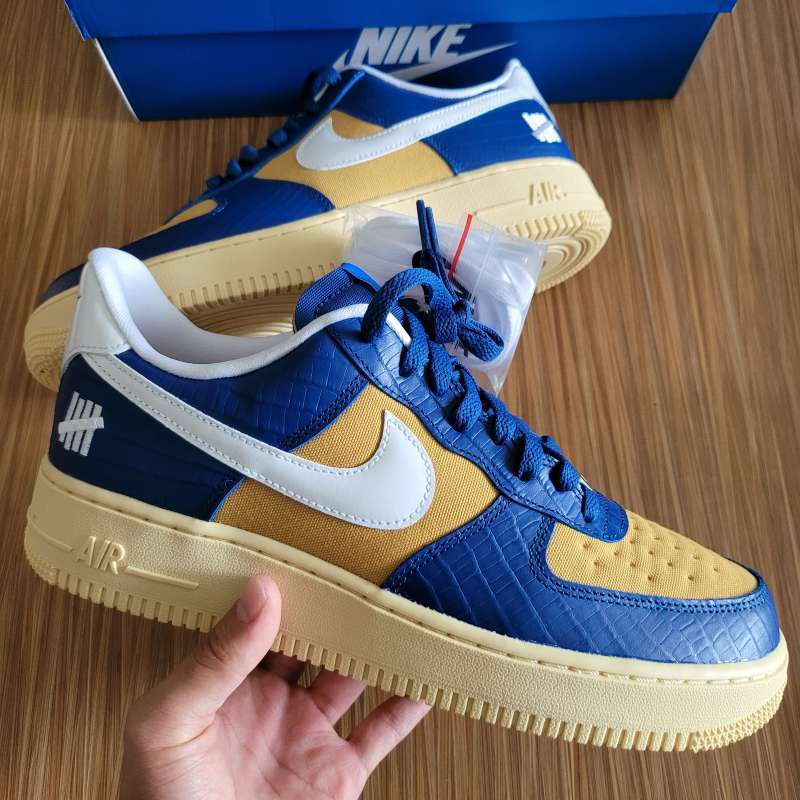 blue yellow and white air force ones