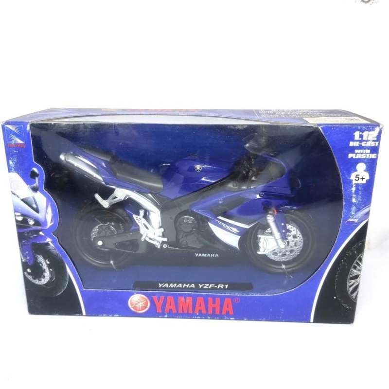 Jual diecast miniatur motor Yamaha R1 1:12 mainan anak murah di