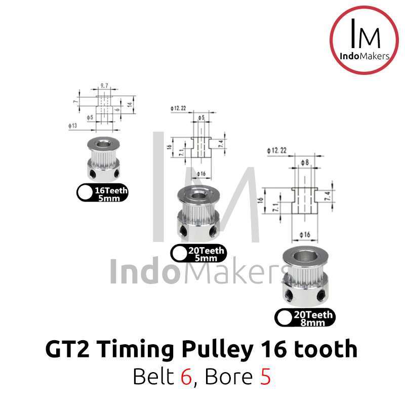 tooth for NEMA 17 Bore 5mm Belt GT2 6mm 