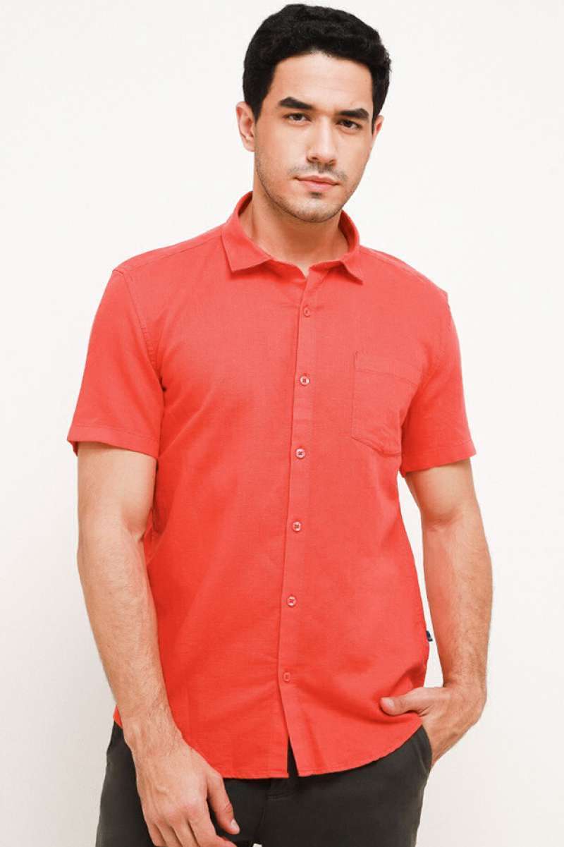 Jual CLUB LINEN SHIRT (ORANGE) di 