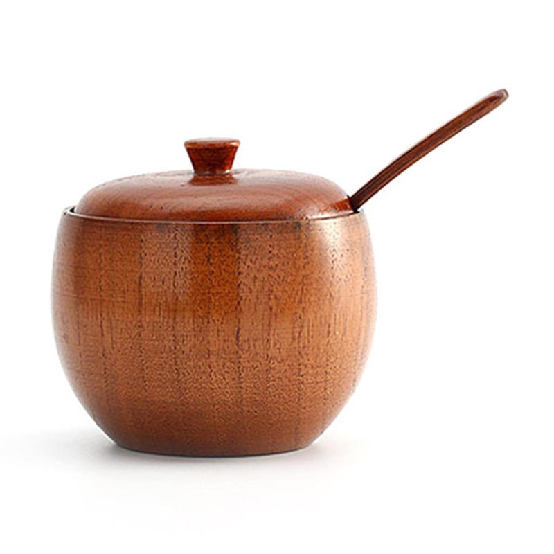 Jual Bluelans Wooden Seasoning Pot Spice Jar Spoon Set With Lid