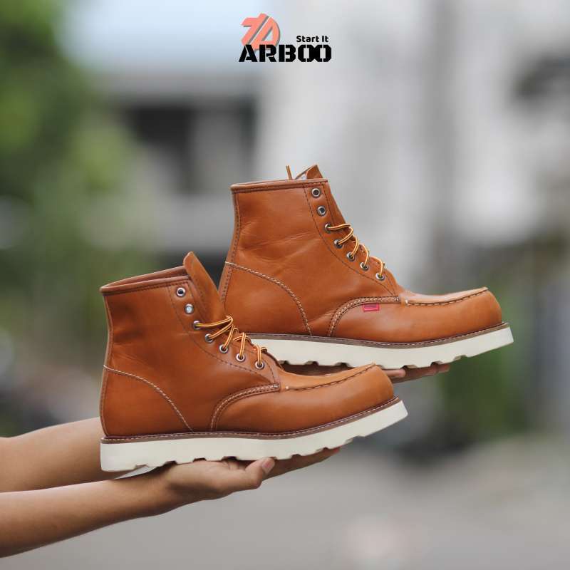 promo sepatu safety boot REDWING sepatu pria sepatu kulit mahal kulit sapi asli safety ujung besi