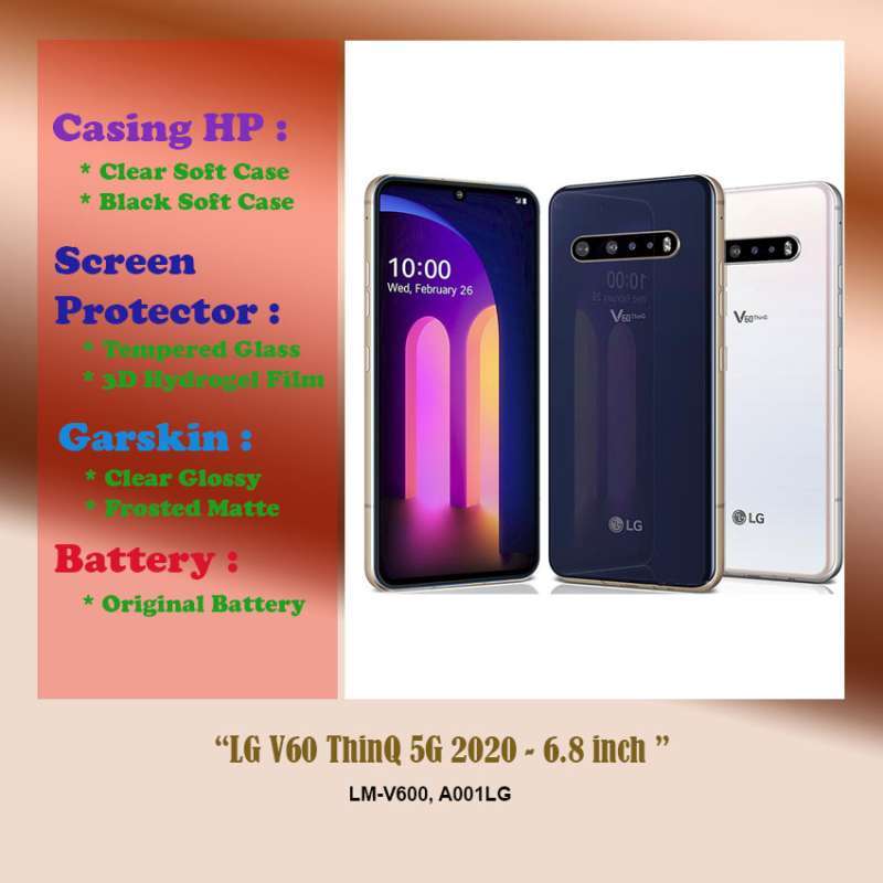 LG V60 ThinQ 5G 2020 inch Case Screen Protector Battery Dll