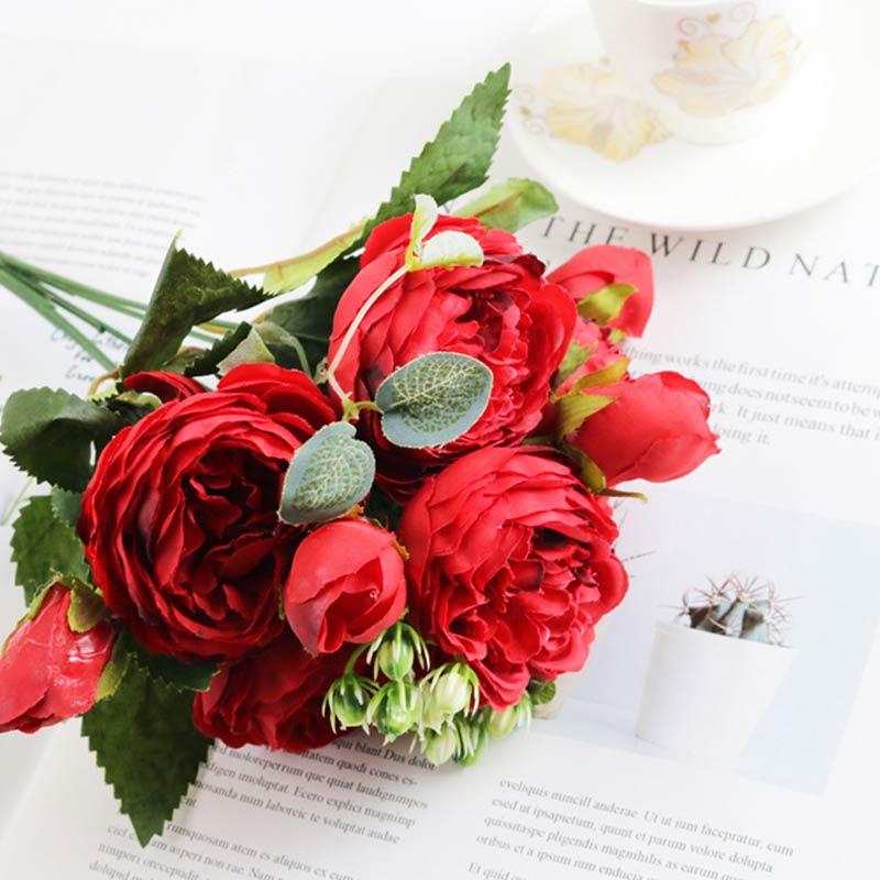 Jual Eds Rose Pink Silk Peony Artificial Flowers Bouquet 5 Big Head And 4 Bud Fake Flowers For Indoor Home Wedding Decoration 30 Cm Online September 2020 Blibli Com,Sage Green Home Decor